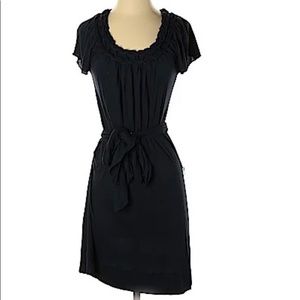 🌺 2/$20 Banana Republic navy blue dress tie waist ruffles silk size small